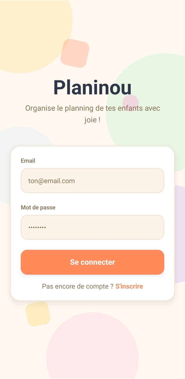Capture d'écran de l'application de planning Planinou - Vue 5 : organisation de calendrier et gestion d'événements